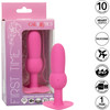 First Time Vibrating Beaded Probe Rechargeable Waterproof Silicone Butt Plug By CalExotics - Pink