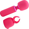 Nubii Harlow Mini Wand Silicone Warming Vibrator With Multi Use Attachment By Nu Sensuelle - Pink