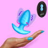 BANG! Rechargeable Rotating & Vibrating Silicone Butt Plug With Remote - Blue