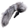 Tailz Black Silicone Anal Plug With Grey Wolf Faux Fur Tail & Matching Ears