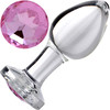 Booty Sparks Pink Gem Glass Anal Plug - Medium