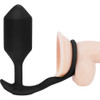 b-Vibe Vibrating Snug & Tug Weighted Silicone Plug & Penis-Ring - X-Large