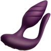 Cocktail Rechargeable Silicone Couples Vibrator With Remote By Rocks-Off - Purple & Rose Gold