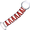 Gläs Mr. Swirly 8" Ribbed Glass Dildo - Clear & Red