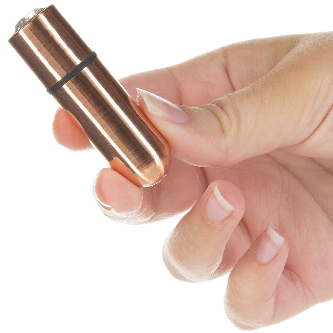 PowerBullet First Class Rechargeable Mini Bullet Vibrator With Crystal  Button & Key Chain Pouch - Rose Gold