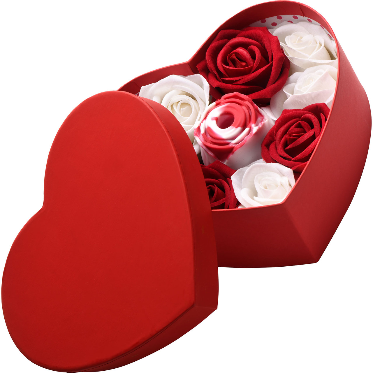 Bloomgasm The Rose Pressure Wave Stimulator Lover's Gift Box - Red With  White Swirls