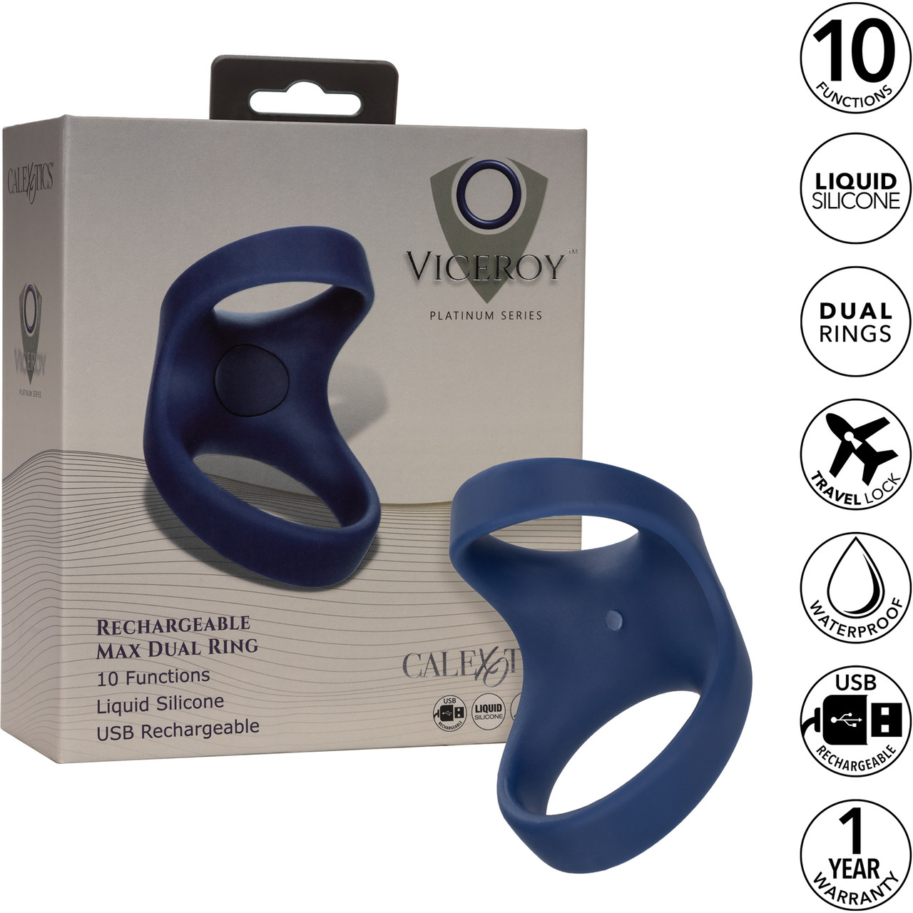 Viceroy Platinum Series Silicone Rechargeable Max Dual Vibrating Cock Ring  By CalExotics