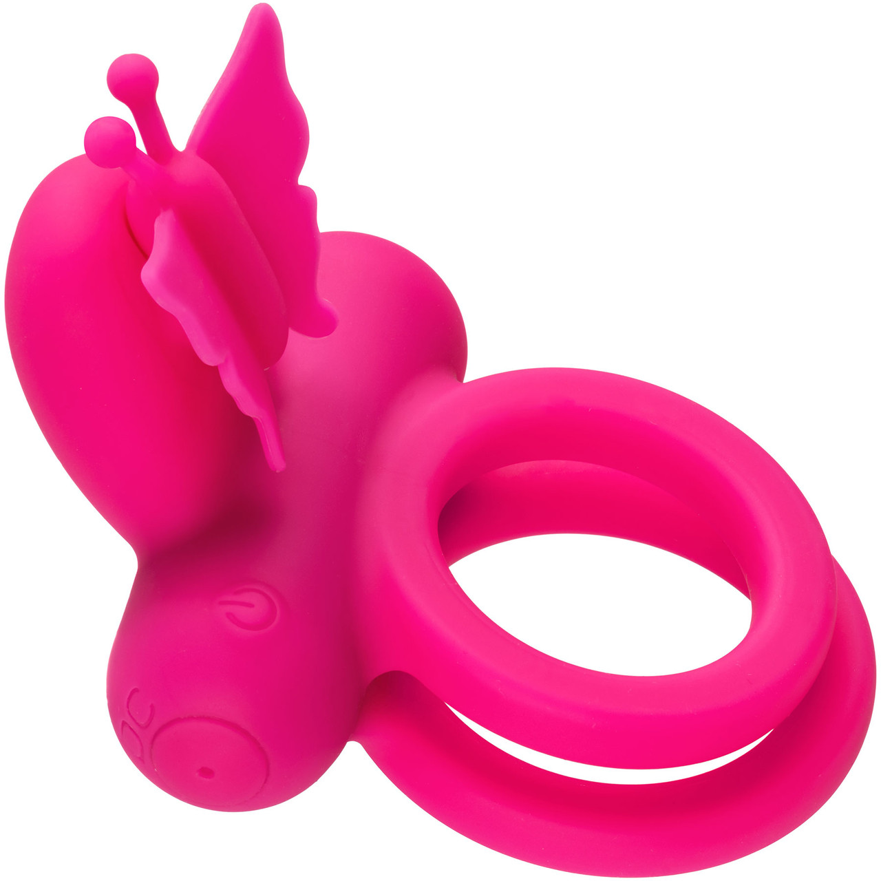 Silicone Rechargeable Dual Butterfly Couples Vibrating Cock Ring By  CalExotics - Pink