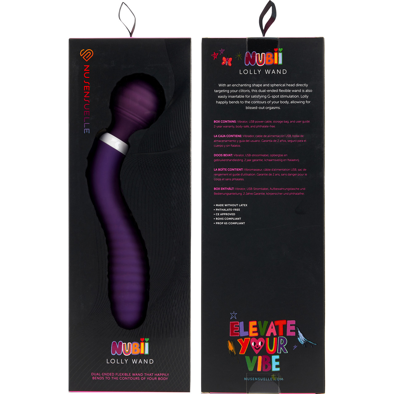 Nubii Lolly Wand Silicone Dual Ended Wand Style & G-Spot Vibrator By Nu  Sensuelle - Purple