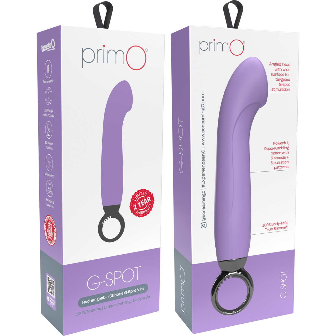 PrimO G-Spot Rechargeable Waterproof Silicone Vibrator By