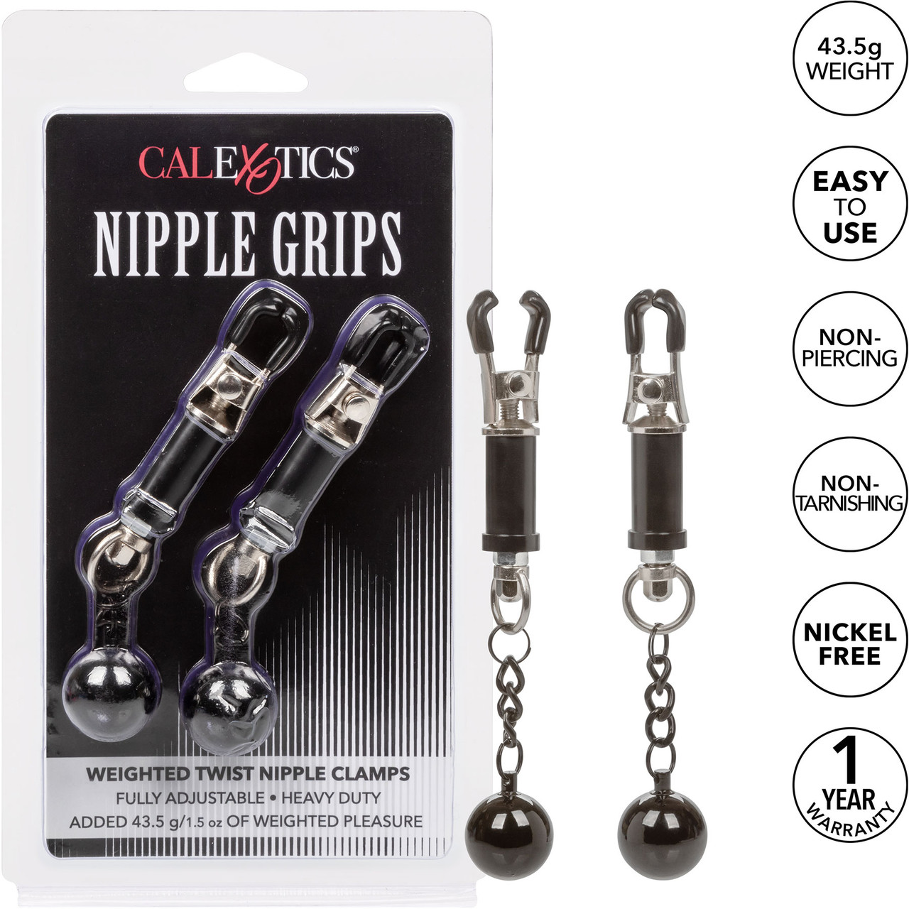 Nipple Grips Weighted Twist Nipple Clamps by CalExotics photo