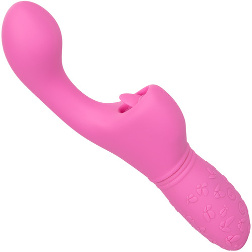 Rechargeable Butterfly Kiss Silicone Flicker Dual Stimulation Vibrator By CalExotics - Pink