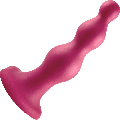 Strap-on-Me Hybrid Collection Beads Silicone Suction Cup Dildo - XXL Metallic Raspberry Pink