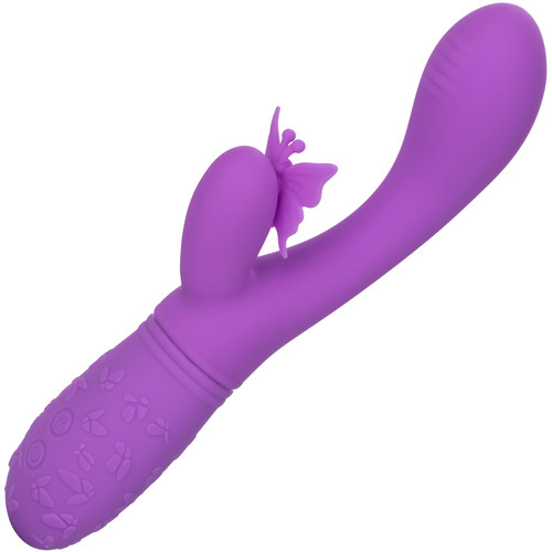 Rechargeable Butterfly Kiss Silicone Flutter Dual Stimulation Vibrator By CalExotics - Purple