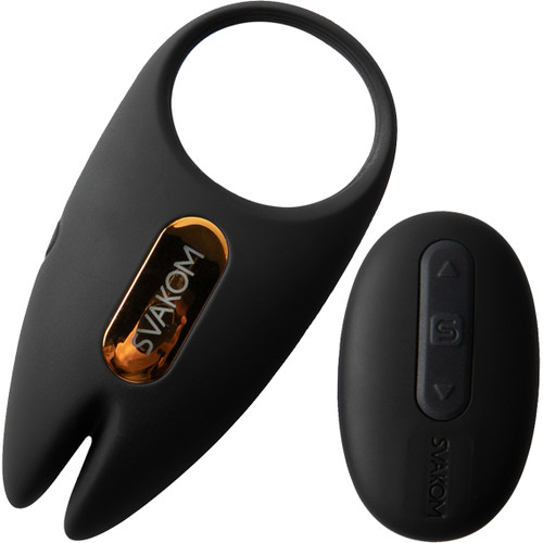 SVAKOM Winni 2 App Enabled Silicone Waterproof Rechargeable Vibrating Cock Ring With Remote - Black