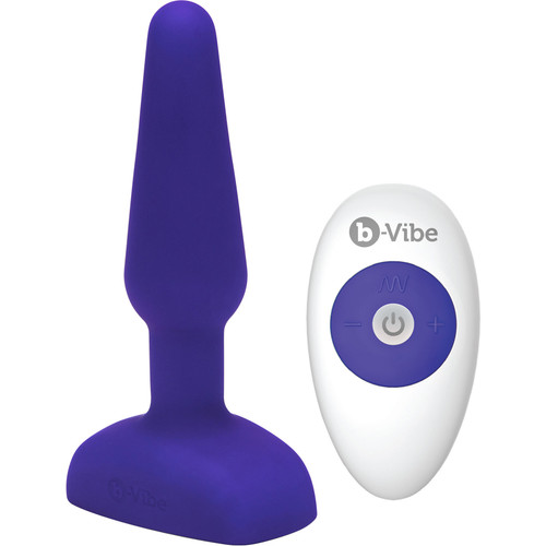 b-Vibe Trio Plug 2 Vibrating Silicone Anal Plug With Remote - Purple