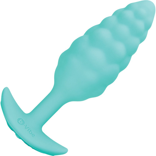 b-Vibe Bump Texture Small Vibrating Rechargeable Silicone Anal Plug - Mint Green