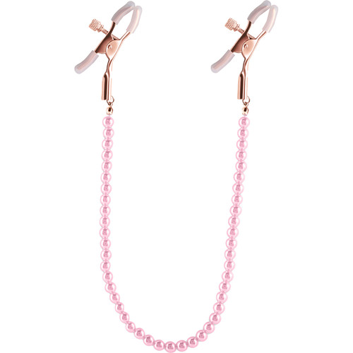 Bound Adjustable DC1 Pearl Chain Nipple Clamps by NS Novelties - Rose Gold & Pink