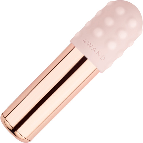 Le Wand Bullet Waterproof Vibrator With Textured Silicone Sleeve & Ring - Rose Gold
