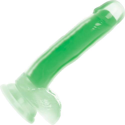 Lollicock Glow In The Dark 8.2" Silicone Suction Cup Dildo With Balls - Green