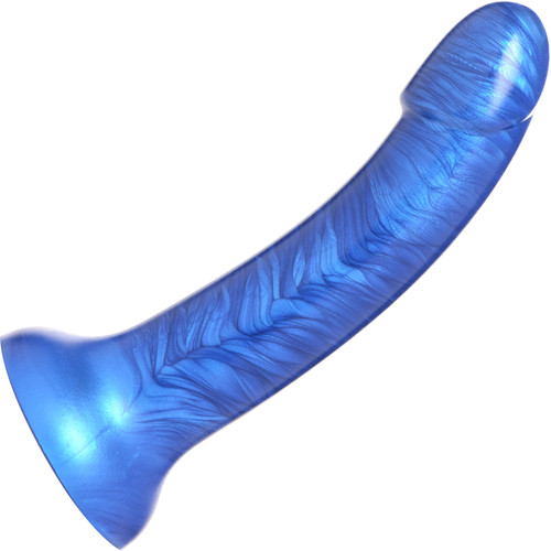 Simply Sweet 7" Silicone G-Spot Dildo With Suction Cup - Metallic Blue
