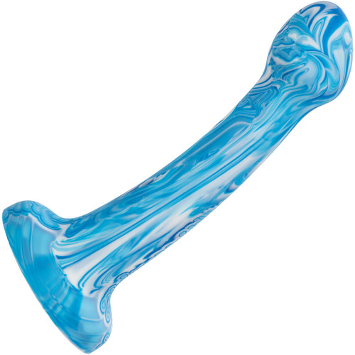 Twisted Love Twisted Bulb Tip Probe 6" Silicone Suction Cup Dildo By CalExotics - Blue & White