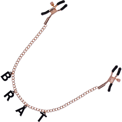 Sex & Mischief Brat Charmed Nipple Clamps By Sportsheets - Rose Gold & Black