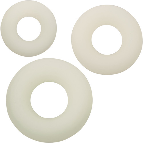 Alpha Glow In The Dark Liquid Silicone 3 Piece Cock Ring Set By CalExotics - White
