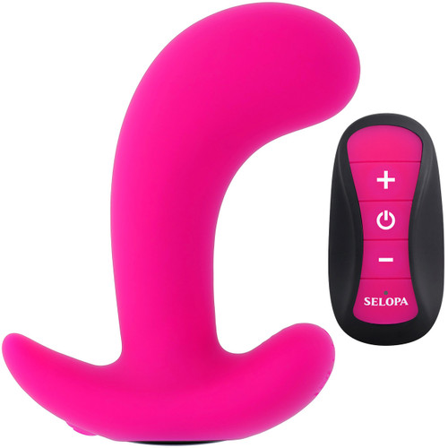 Selopa Hooking Up Rechargeable Silicone Waterproof Vibrating Prostate Massager With Remote - Pink