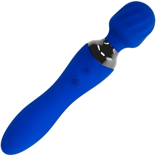 Selopa Blue Belle Rechargeable Silicone Dual End Wand Style Vibrator - Blue