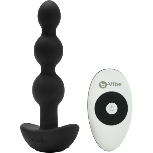 b-Vibe Triplet Silicone Remote Control Vibrating Anal Beads - Black
