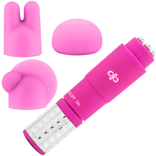 Rose Revitalize Vibrating Bullet Massage Kit With 3 Silicone Attachments By Blush - Pink