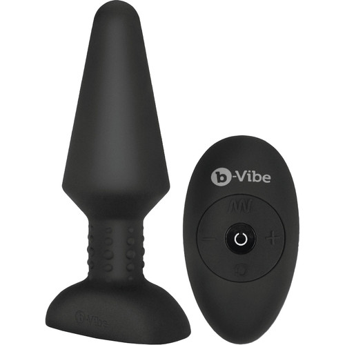 b-Vibe Rimming Plug XL Silicone Remote Control Vibrating Anal Toy - Black