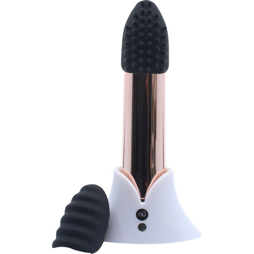Point Plus 20 Function Bullet Vibrator With Textured Silicone Tips By Nu Sensuelle - Rose Gold