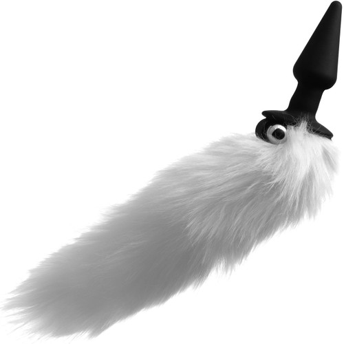 Tailz Foxxxy Fanny Vibrating Silicone Anal Plug With White Faux Fur Tail