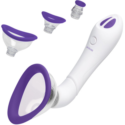 Bloom Automatic Vibrating Rechargeable Intimate Body Pump by Doc Johnson - Purple & White