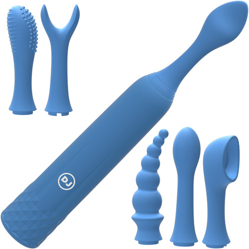 iVibe Select iQuiver Silicone Rechargeable 7 Piece Clitoral Vibrator Set By Doc Johnson - Periwinkle