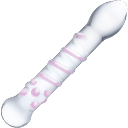 Gläs Spiral Staircase Full Tip Glass Dildo - Pink & Clear