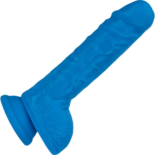 Neo Elite 9 Inch Dual Density Realistic Silicone Dildo With Balls by Blush - Neon Blue
