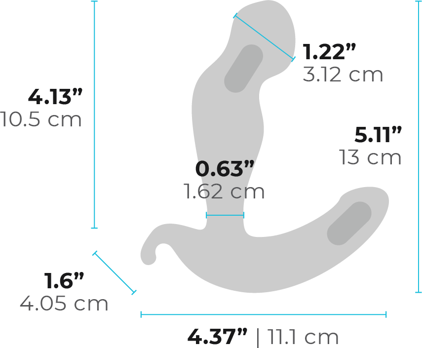 b-Vibe 360 Plug Rechargeable Silicone Rotating & Vibrating Prostate Massager - Measurements