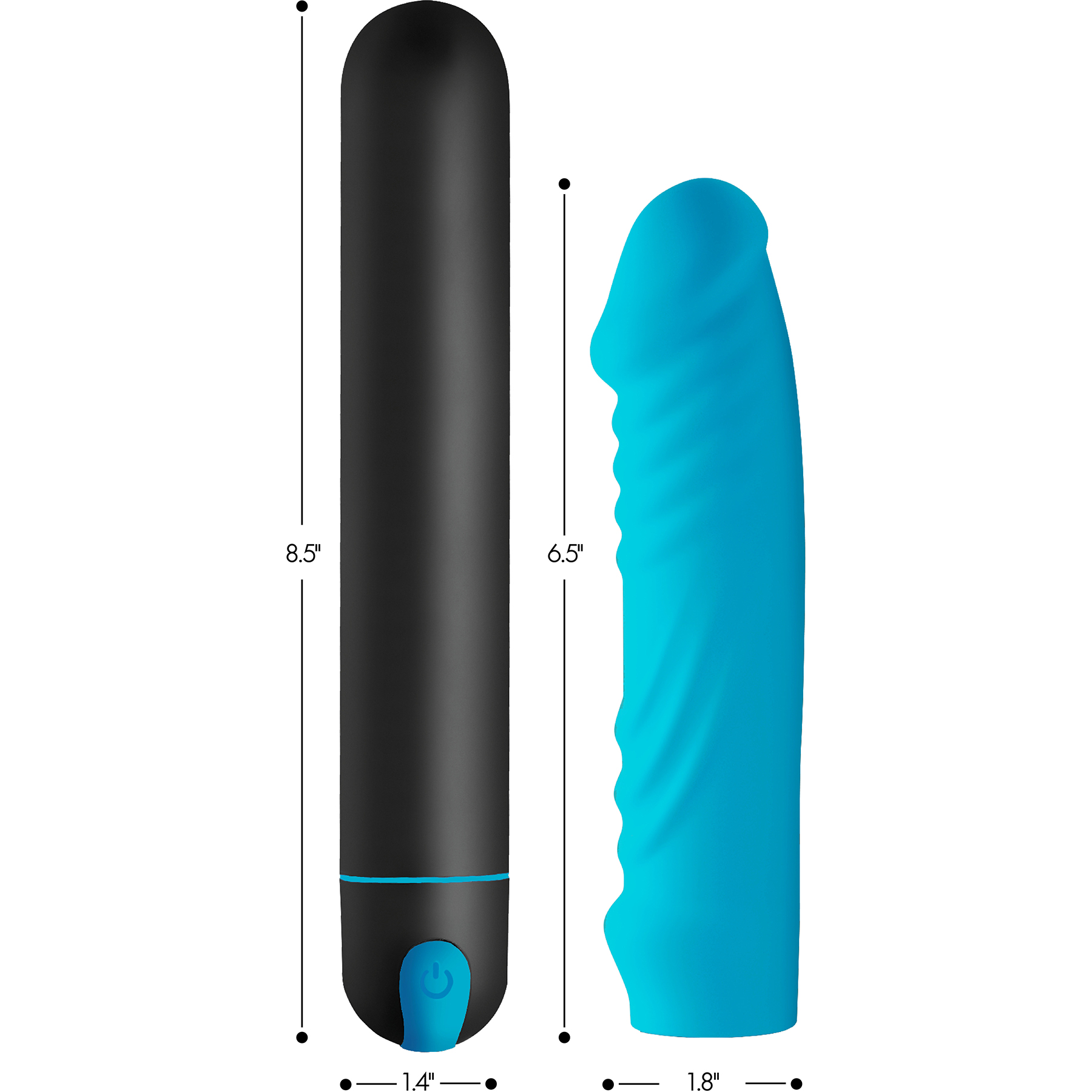 BANG! XL Rechargeable Waterproof Bullet Vibrator With Silicone Ribbed Textured Sleeve - Measurements