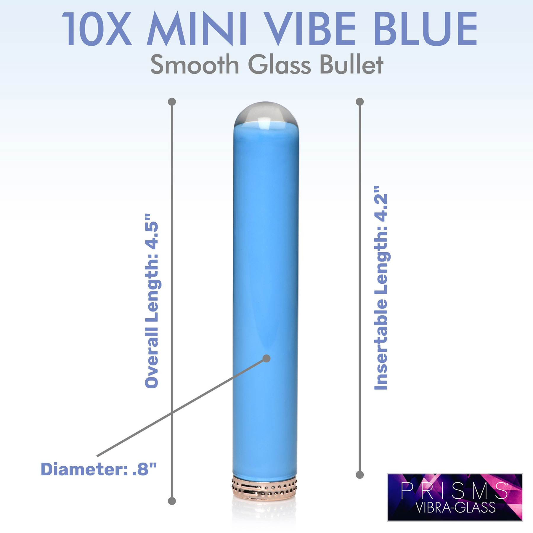 Prisms Vibra-Glass 10X Rechargeable Mini Glass Vibrator - Measurements