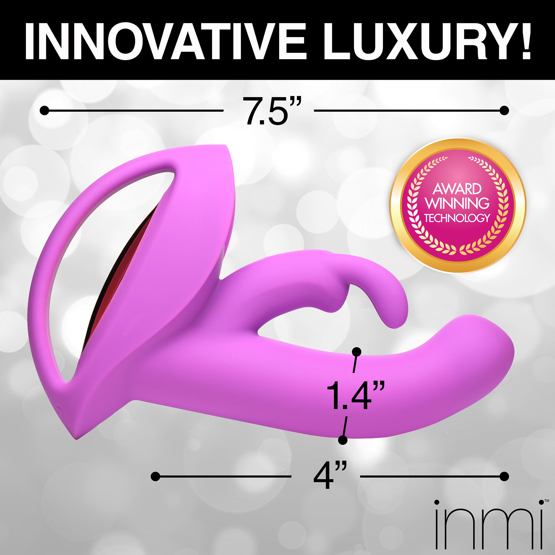 INMI 10X Come Hither Rocker Rechargeable Silicone Rabbit Vibrator With Handle - Measurements