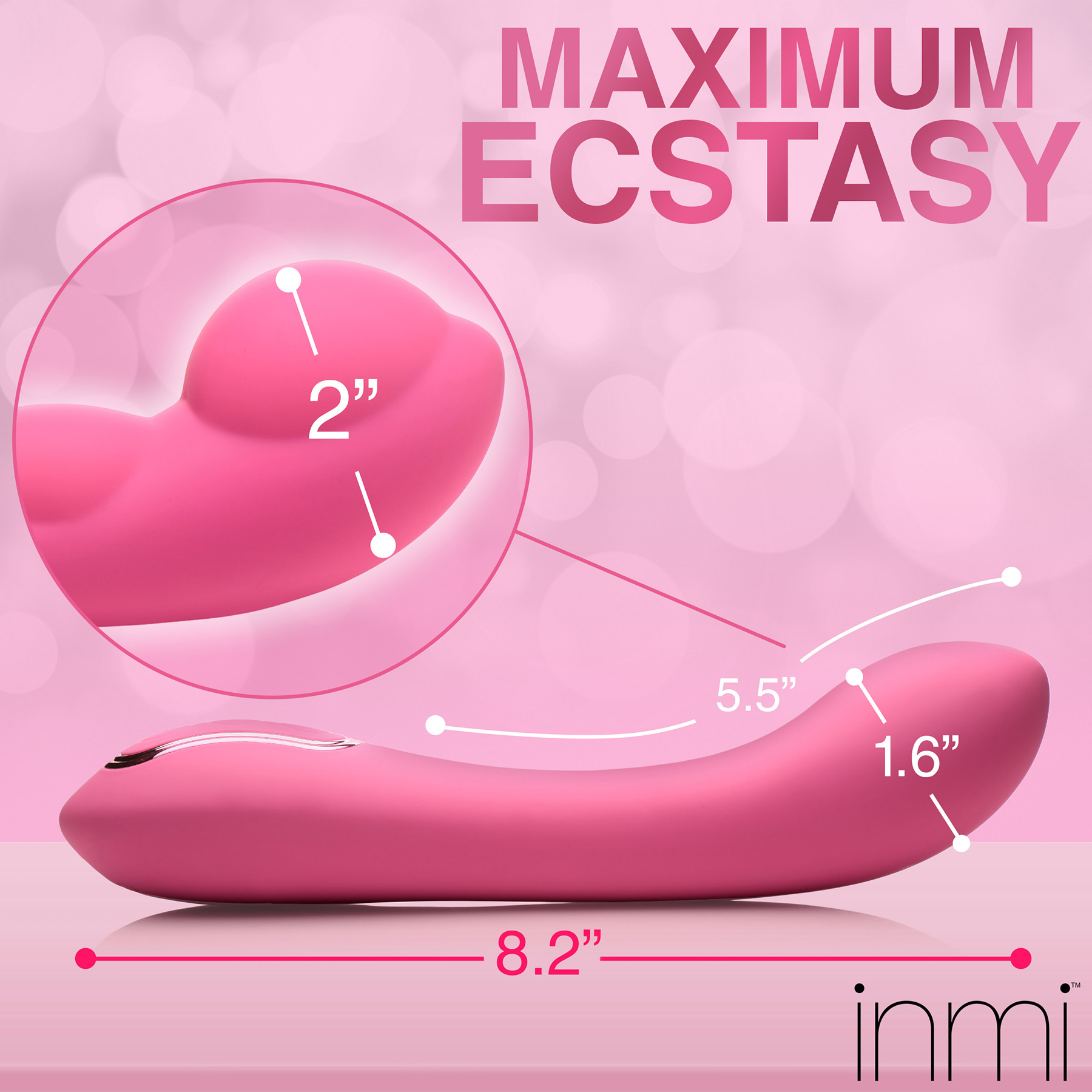 INMI Extreme-G Rechargeable Silicone Inflating G-Spot Vibrator - Measurements