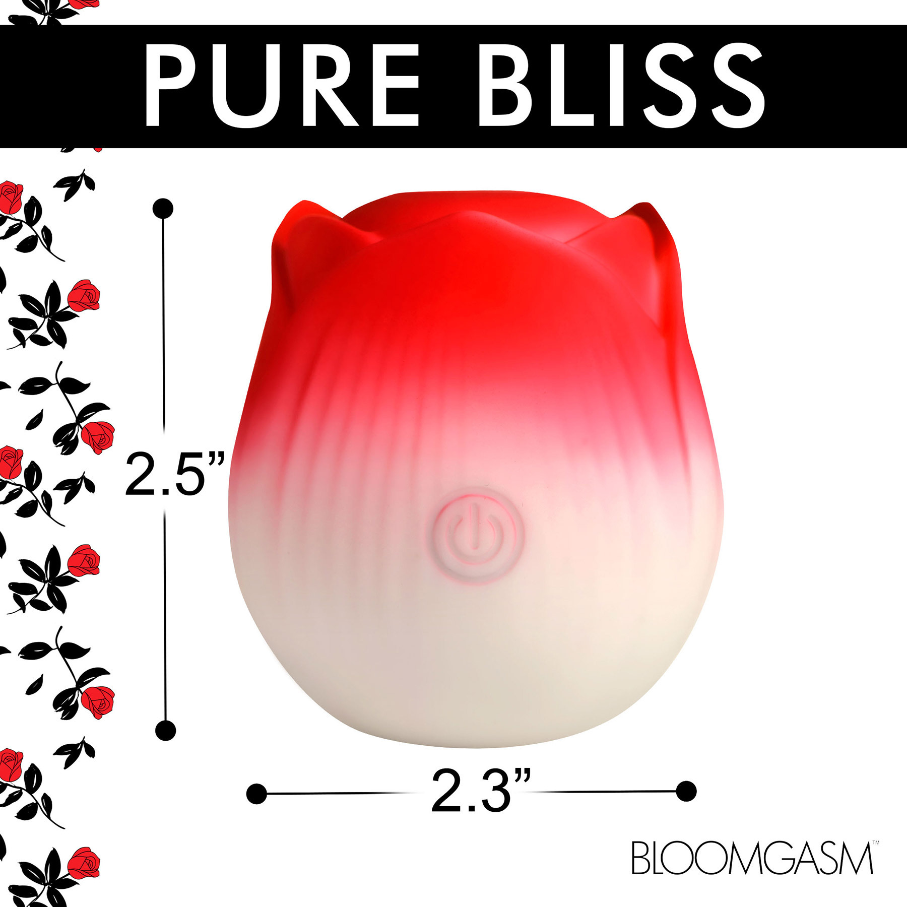 Bloomgasm Pulsing Petals Rechargeable Throbbing Rose Stimulator Clitoral Vibrator - Measurements