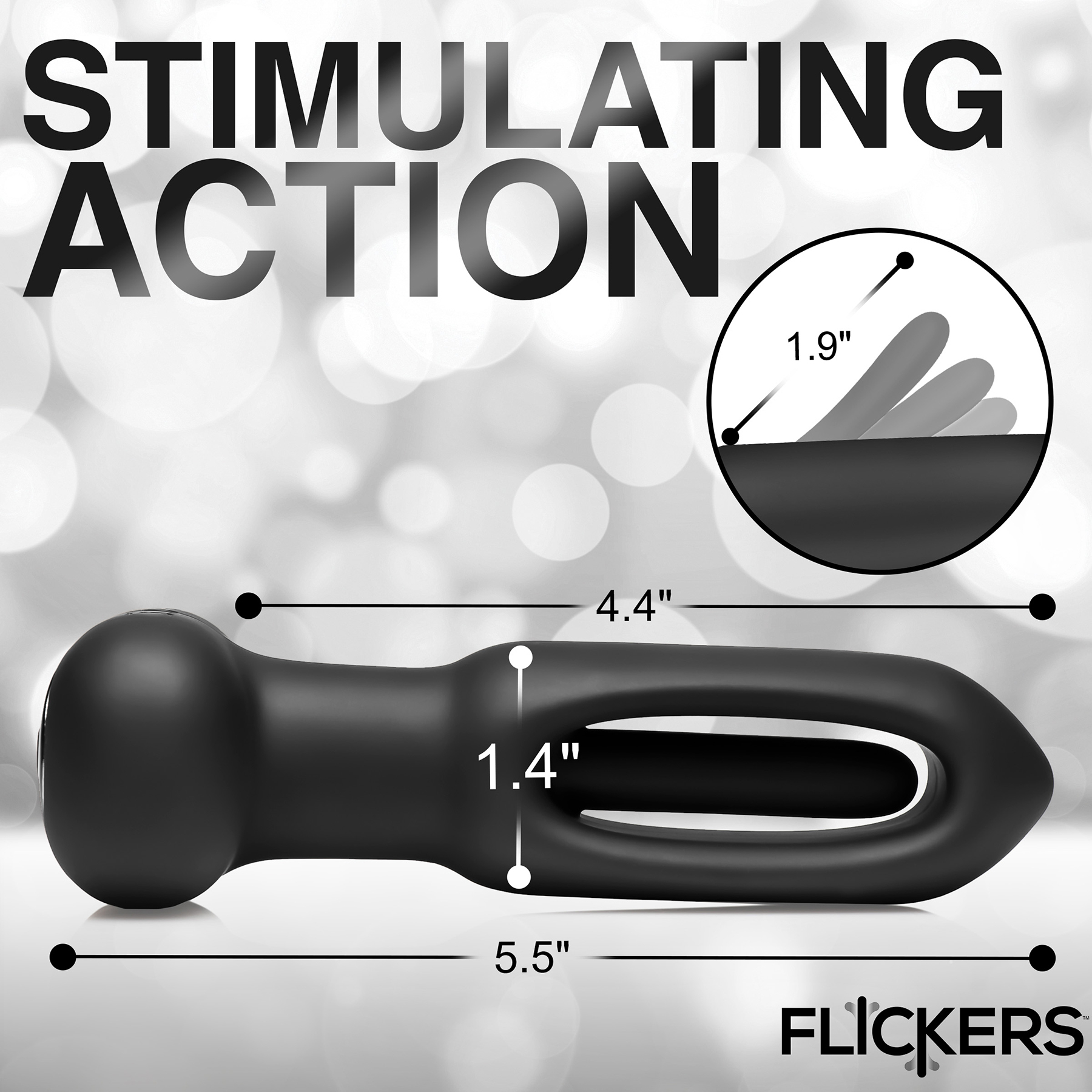 INMI Flickers Bum Flick Rechargeable Silicone Flicking & Vibrating Butt Plug With Remote - Measurements