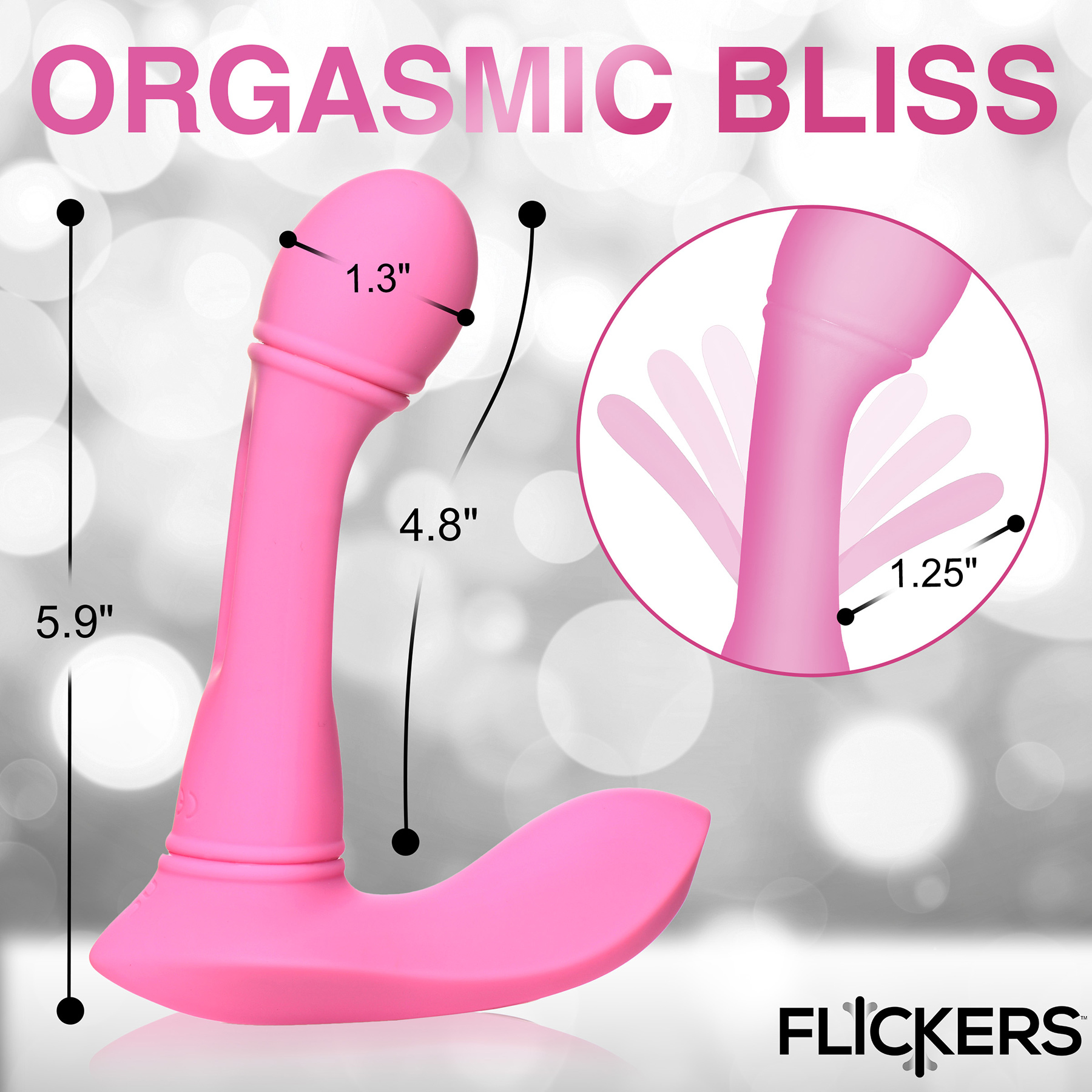 INMI Flickers G-Flick Rechargeable Silicone Flicking G-Spot Vibrator With Remote - Measurements