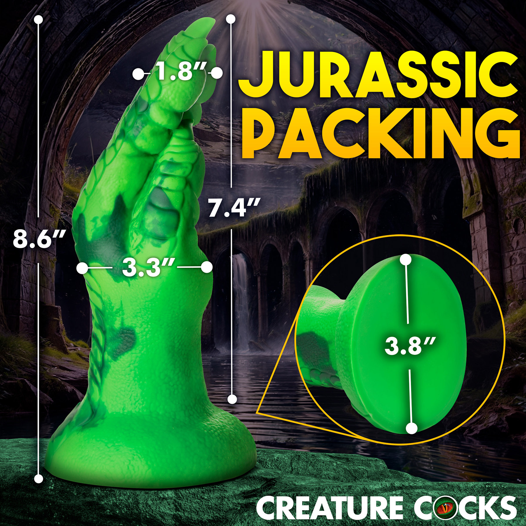 Raptor Claw 8.5" Fisting Silicone Suction Cup Dildo By Creature Cocks - Measurements