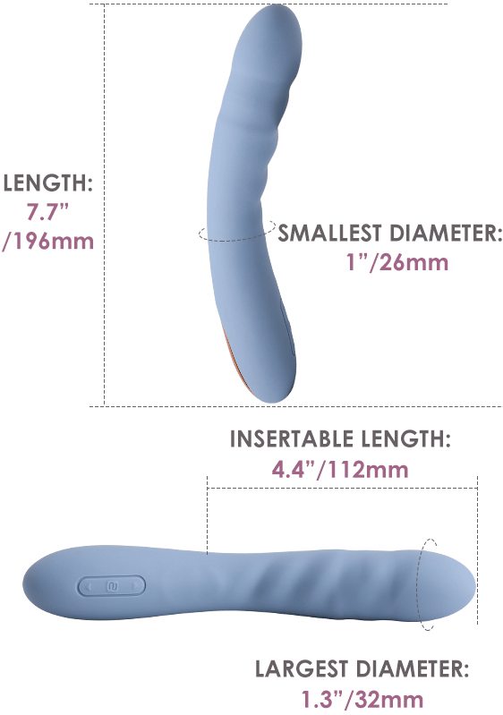 SVAKOM AVA NEO Waterproof Rechargeable Interactive Thrusting Silicone Vibrator - Measurements