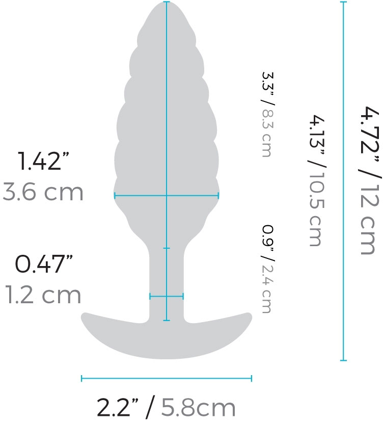 b-Vibe Bump Texture Small Vibrating Rechargeable Anal Plug - Measurements